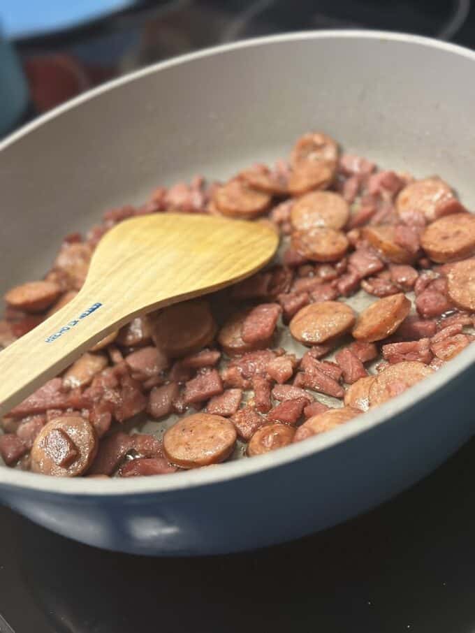 cooked sausage and bacon
