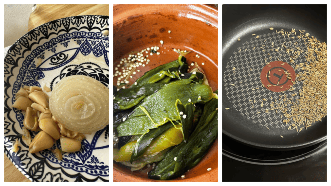 collage of cooked and roasted ingredients