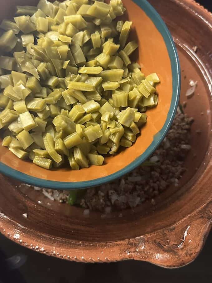 freshly cooked cactus in bowl