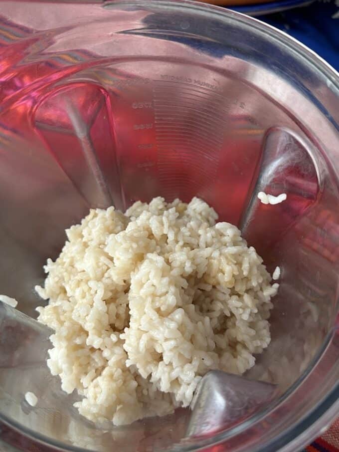 cooked rice in the blender jar