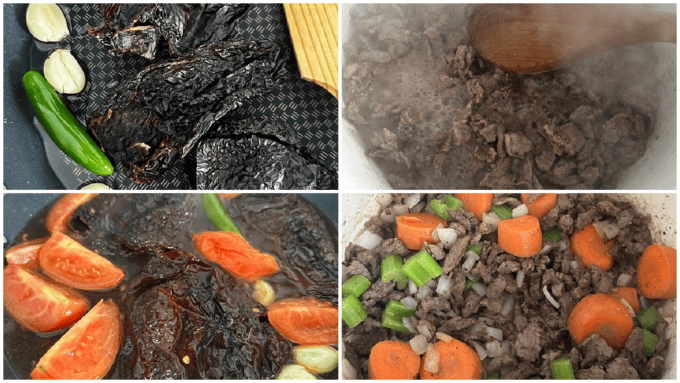 collage of preparation of stew