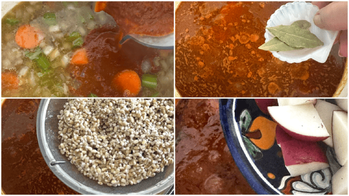 collage of preparation of the stew