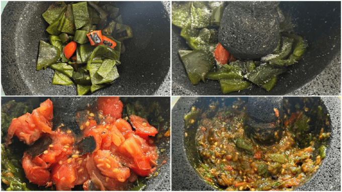 processing the roasted salsa ingredients