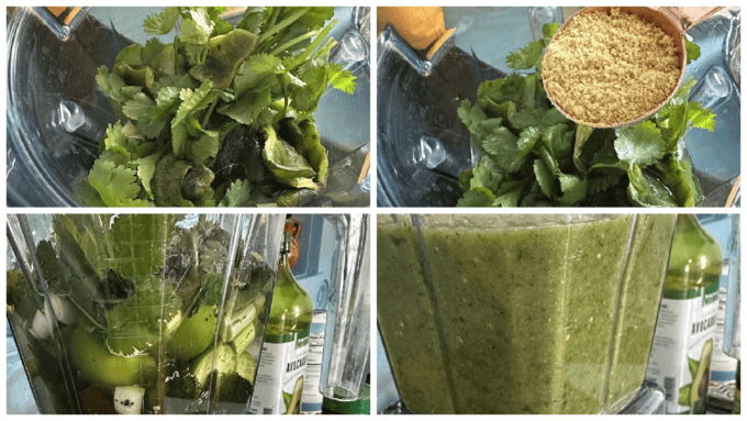 collage of salsa verde for soup base