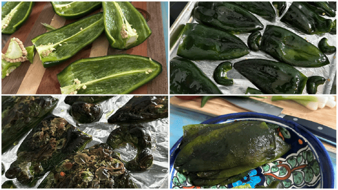 collage of roasted poblanos
