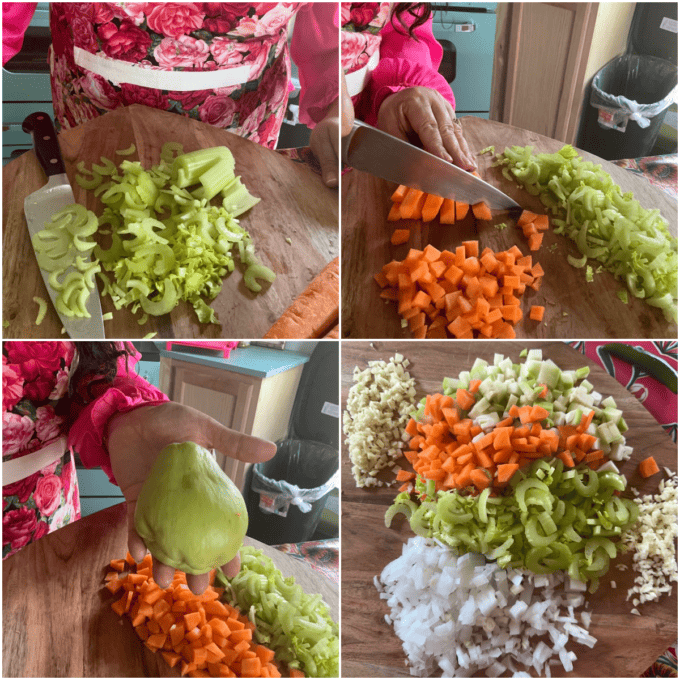 collage of prepping vegetables