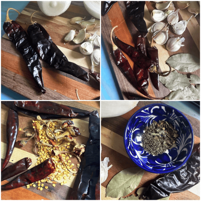 collage of dried chiles and spices