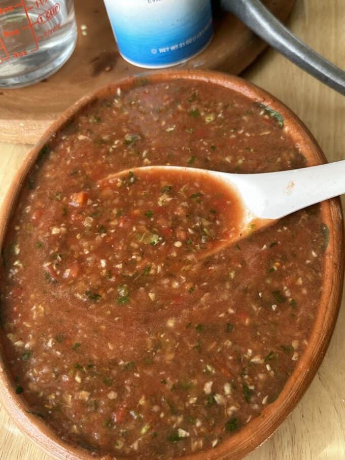 salsa in shallow bowl close up