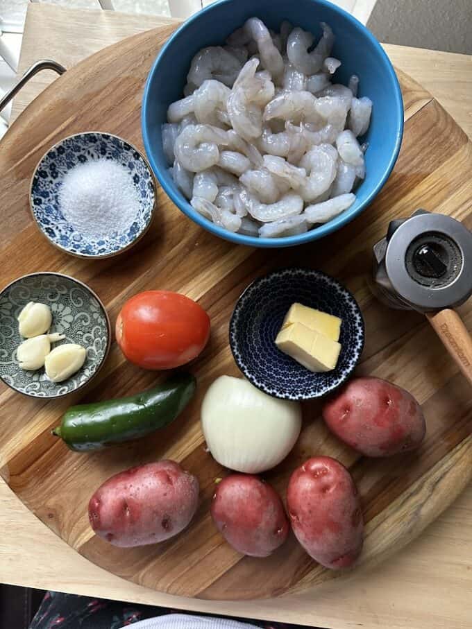 ingredients for shrimp and potato filling