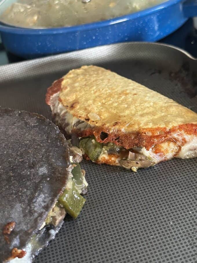 Poblano Mushroom Quesadillas - La Piña en la Cocina