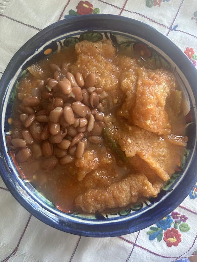 top view of chicharron plated