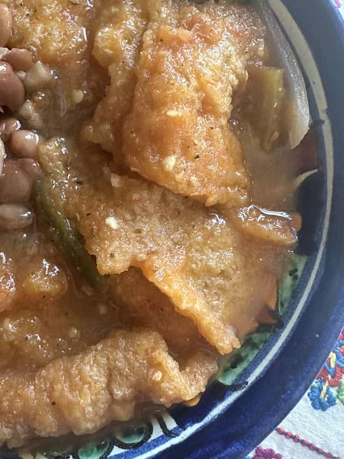 close up of chicharron plated
