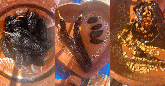 dried chile negro, ancho and chile morita