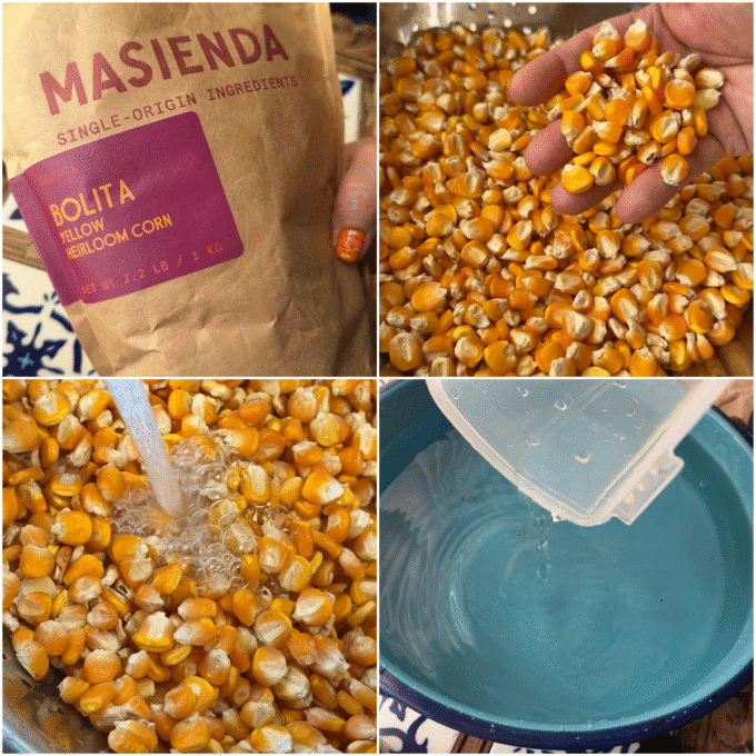a collage of the maize and rinsing it